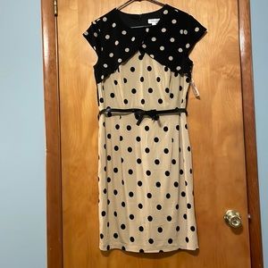 dressbarn Black and Cream Polka Dot Midi Dress
